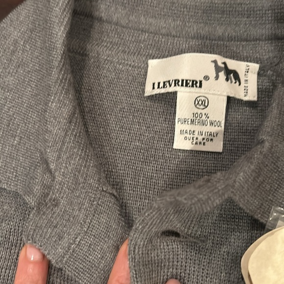 Gray Crewneck Sweater with Quarter-Zip Collar - Picture 2 of 6